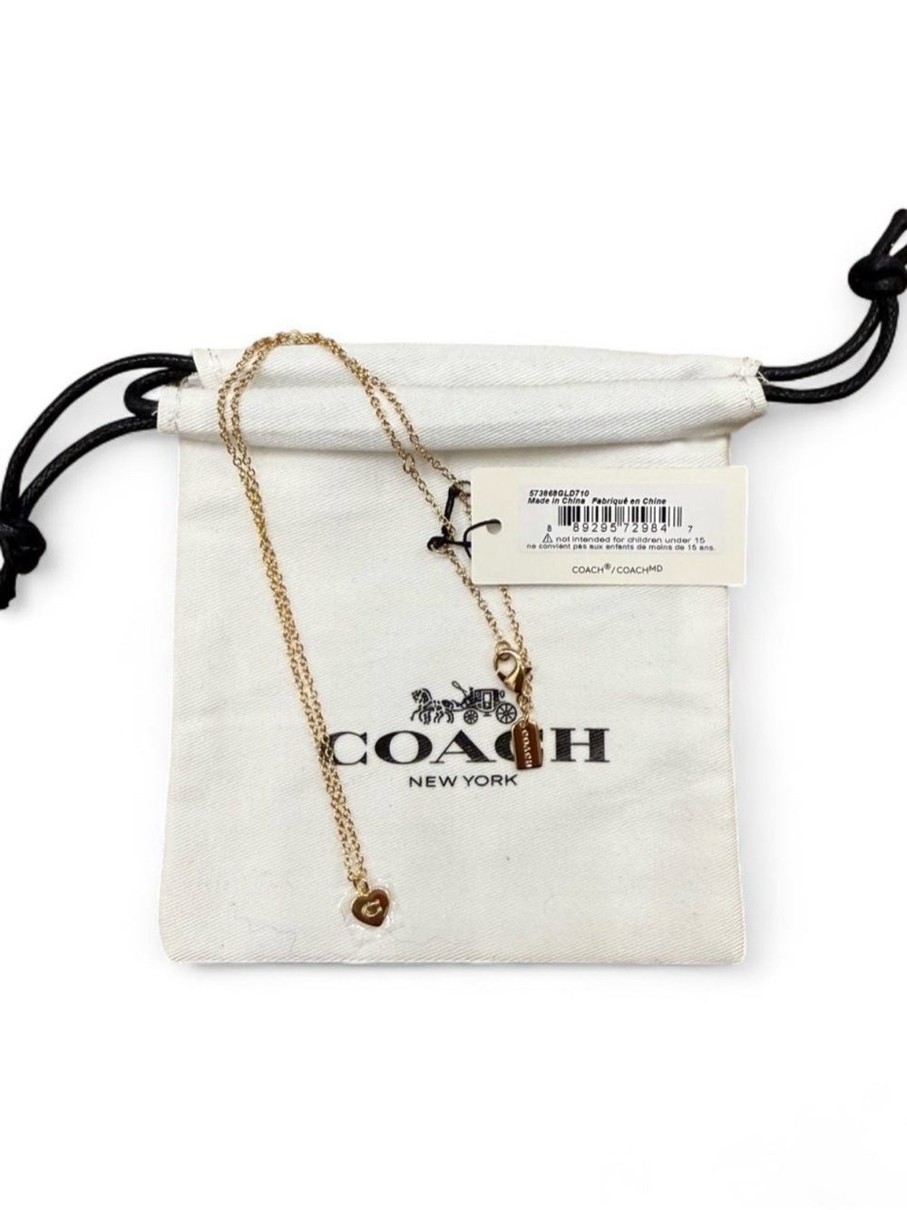 NWT COACH 14k Gold Plated Dainty Heart Pendant Necklace